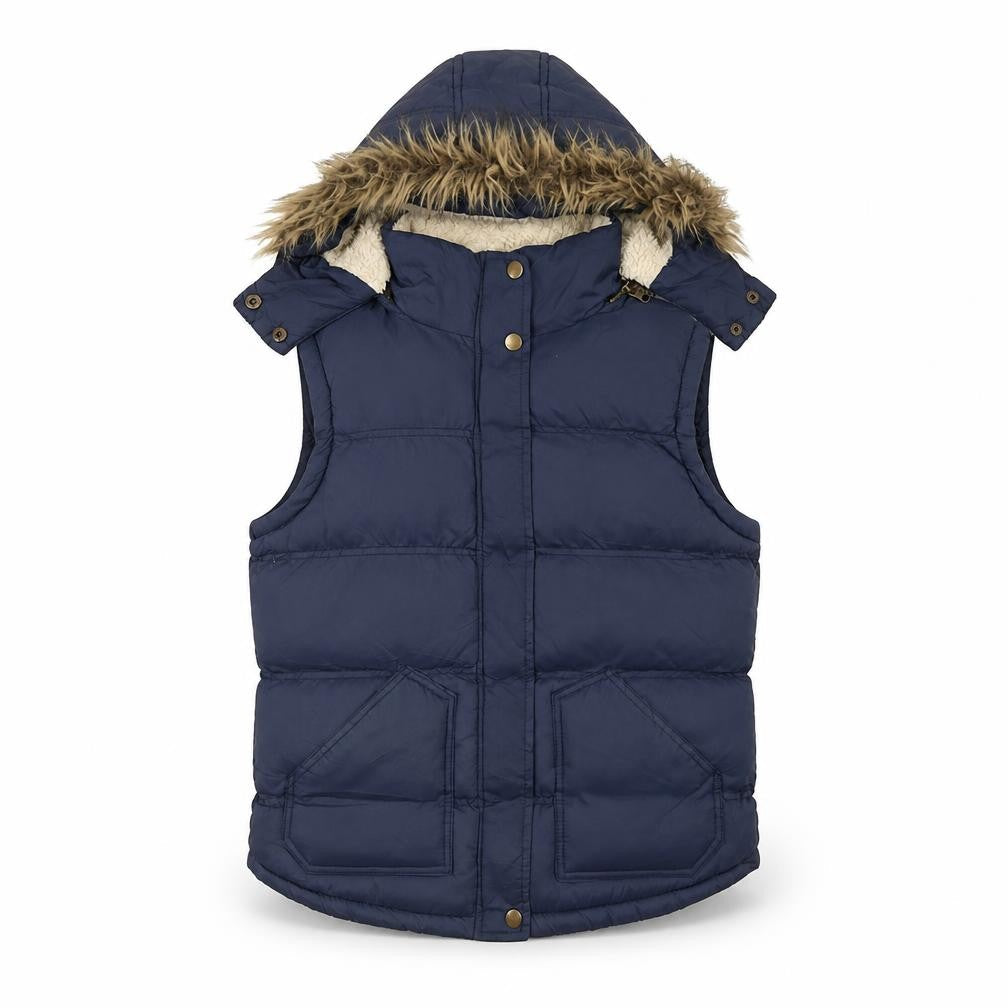 Ruby Tuesday Women's Blue Hooded Puffer Waistcoat, Size 12
