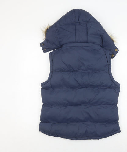 Ruby Tuesday Women's Blue Hooded Puffer Waistcoat, Size 12