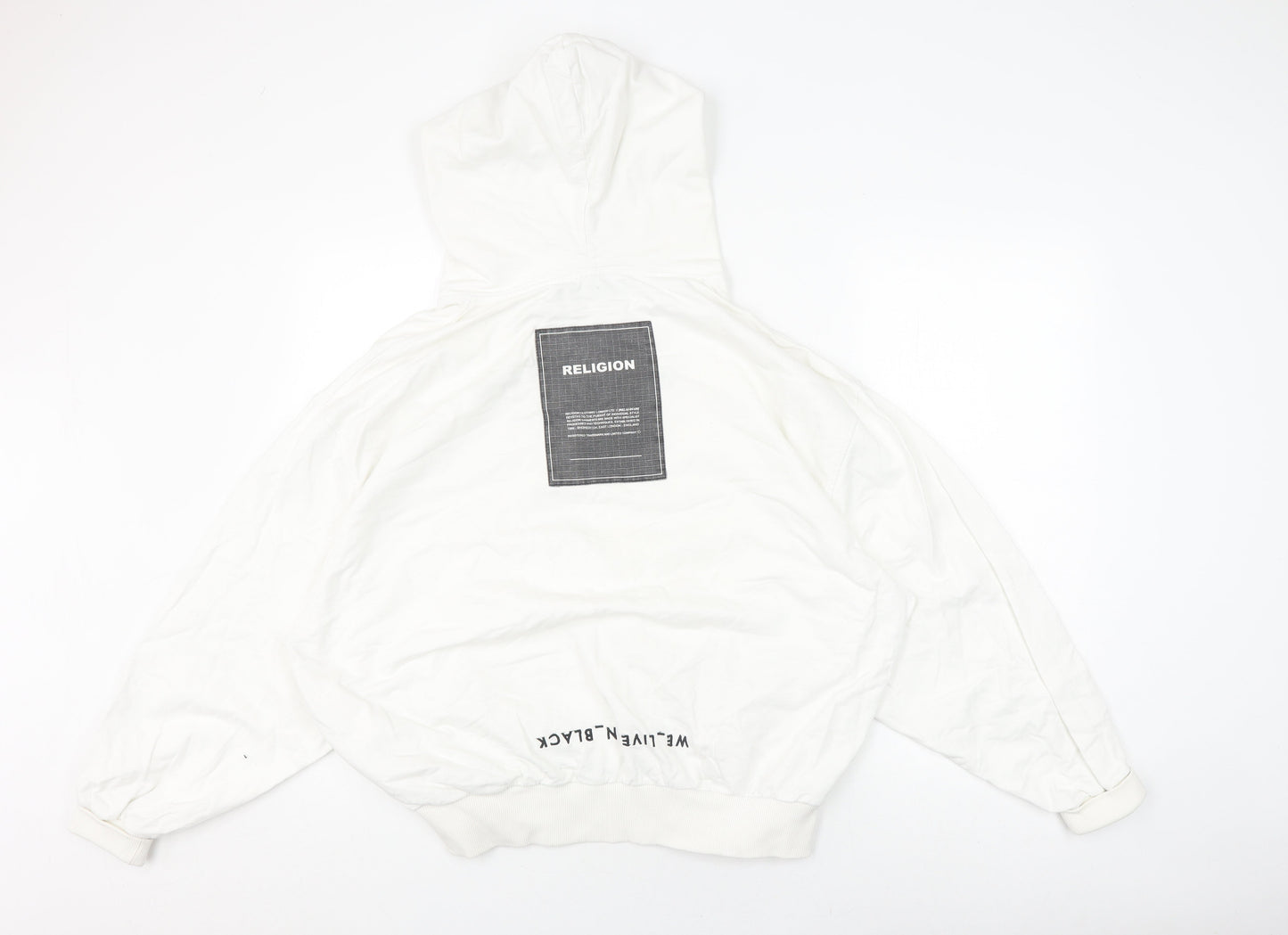 Religion Men's White Pullover Hoodie M Graphic Print