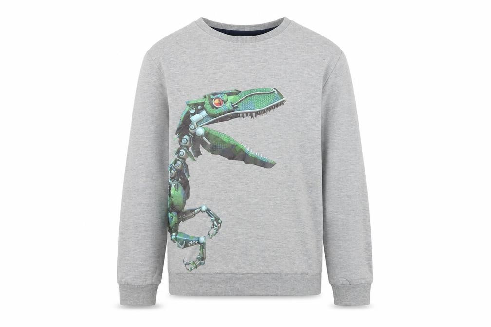 Bluezoo Boys Grey Sweatshirt 13-14 Yrs Dinosaur Pullover Jersey