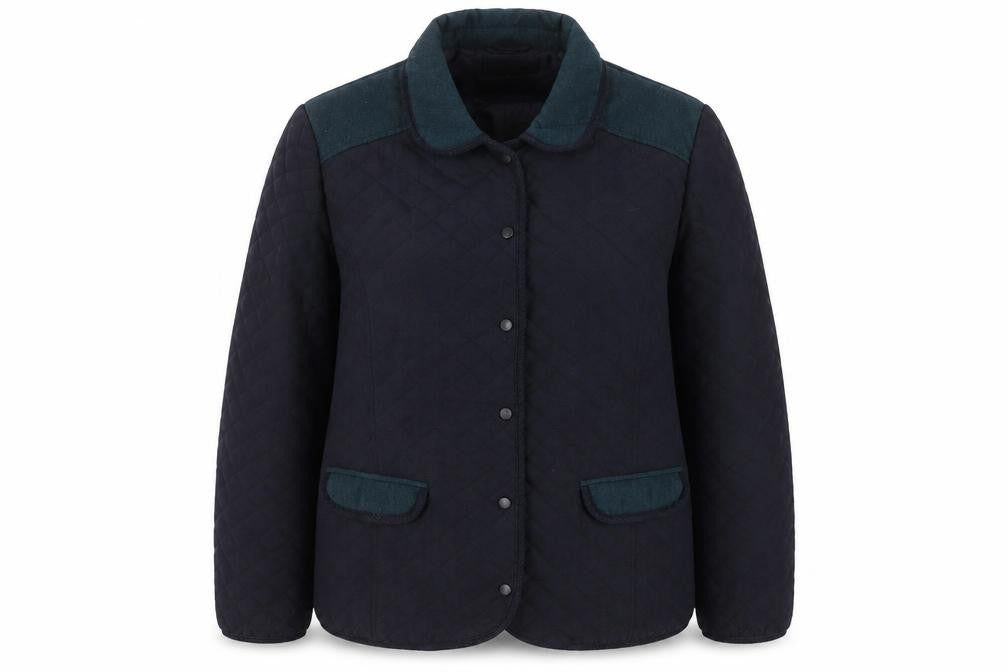 EWM Women's Black Quilted Jacket, Size 2, Classic Style