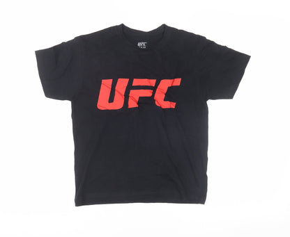 Additional front view of UFC boys’ black cotton logo t-shirt, size 8-10