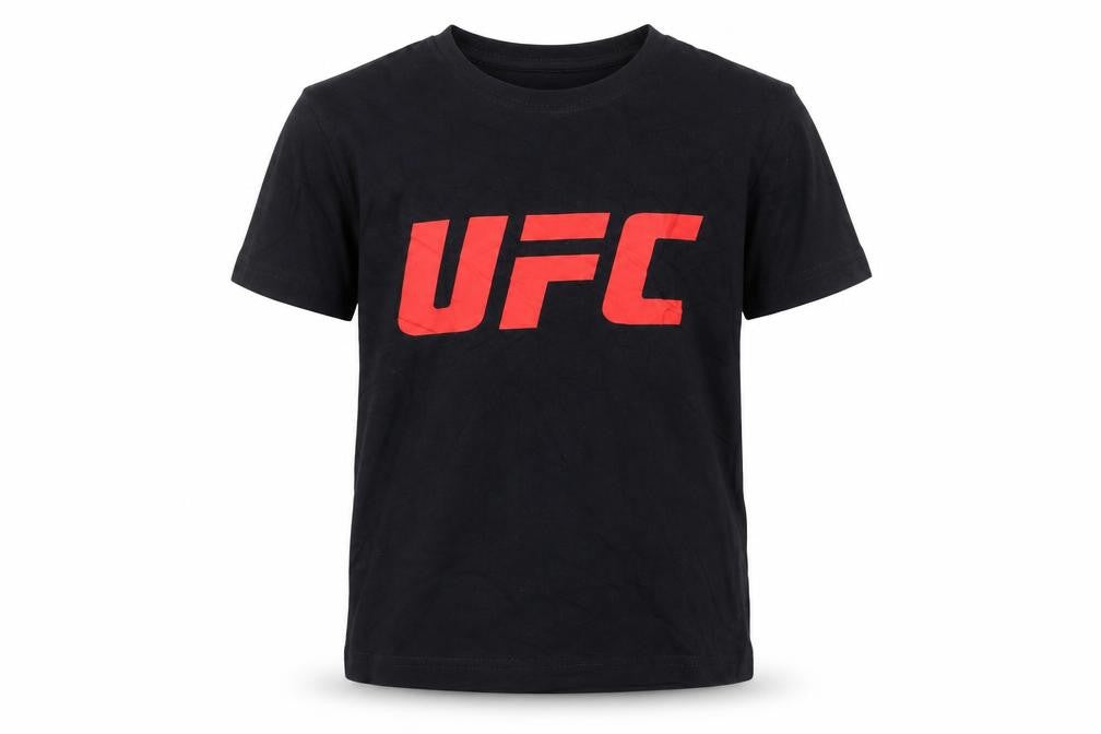 UFC Boys Black Cotton Logo T-Shirt, Size 8-10