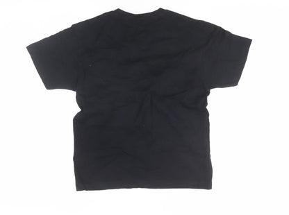 Back view of UFC boys’ black cotton logo t-shirt, size 8-10