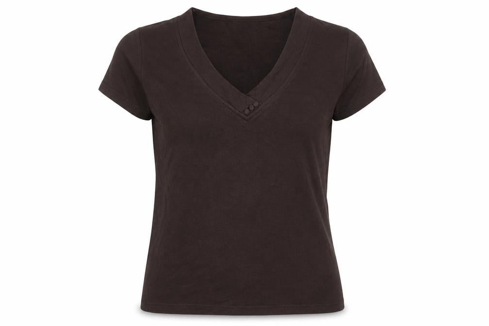 EWM Women's Black V-Neck T-Shirt, Size M
