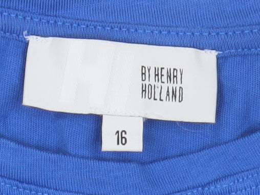 By Henry Holland Women's Blue T-Shirt, Size 16, Casual