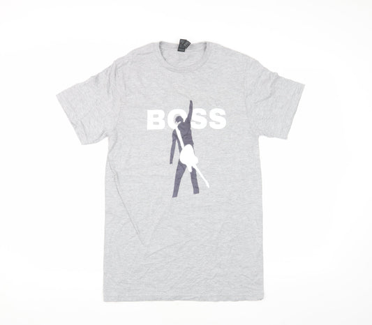 Gildan Men's Grey Graphic Print T-Shirt, Size S