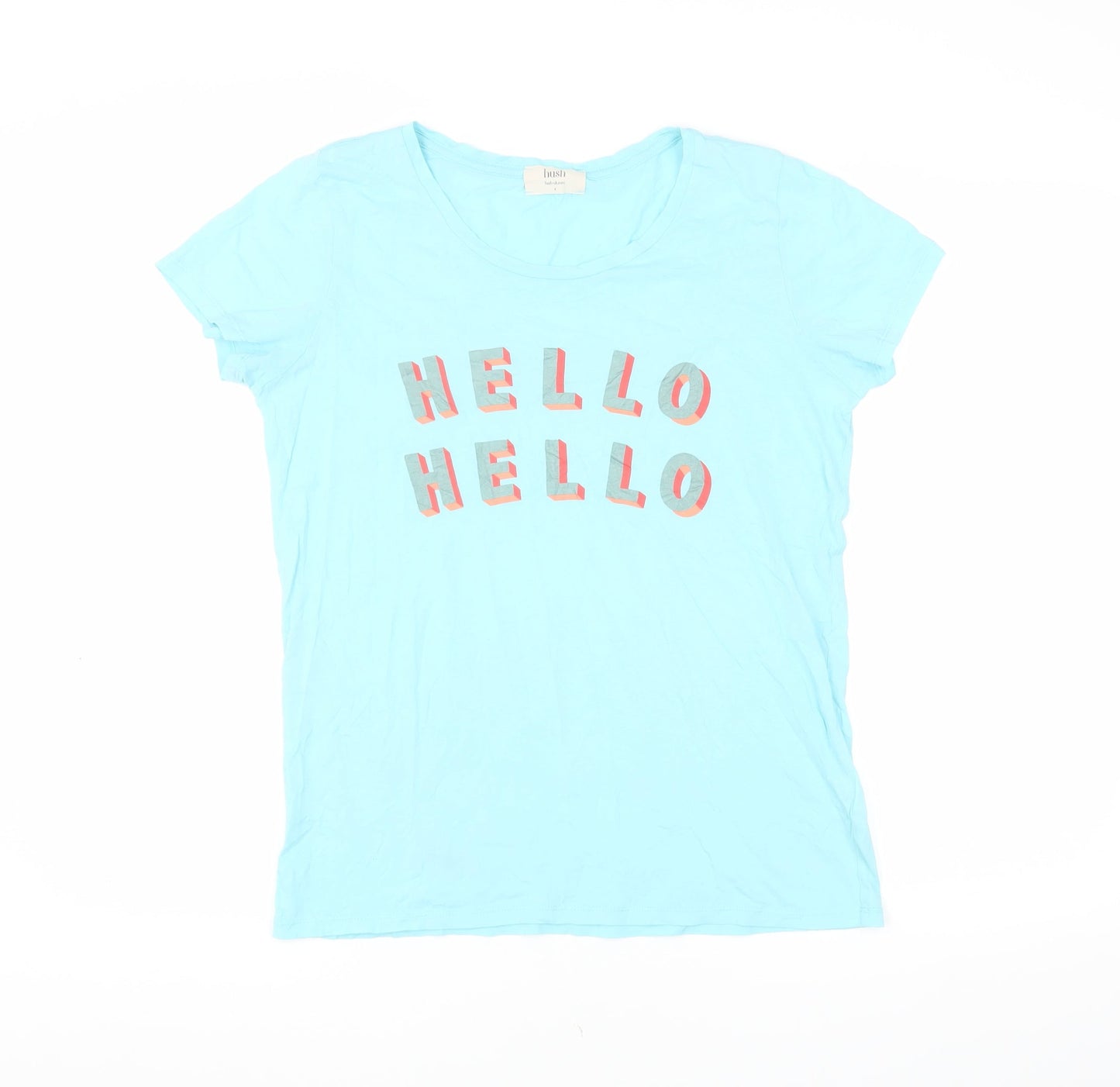 Hush Women's Blue Cotton T-Shirt, Size 8, Casual Spring