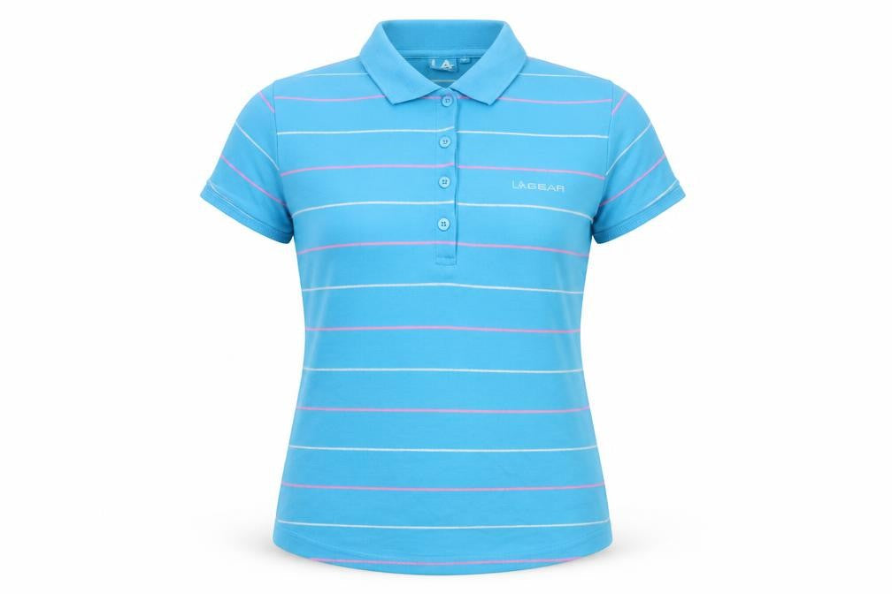 LA Gear Women's Blue Striped Polo, Size 12, Regular Fit