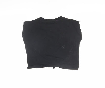 Back view of DKNY girls’ black xs graphic print t-shirt logo