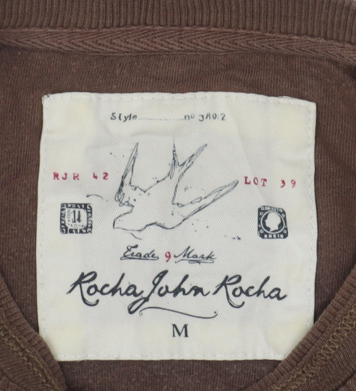 Rocha John Rocha Brown Unisex Cotton T-Shirt M Casual Wear