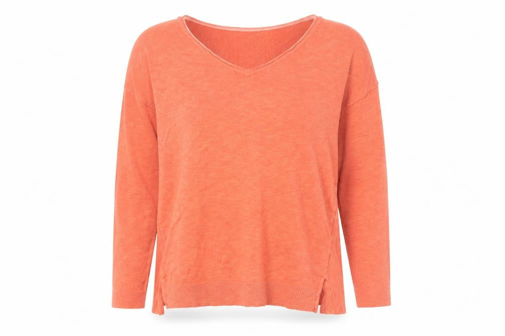 White Stuff Women's Orange V-Neck Pullover, Size 12