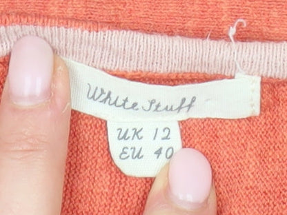 White Stuff Women's Orange V-Neck Pullover, Size 12