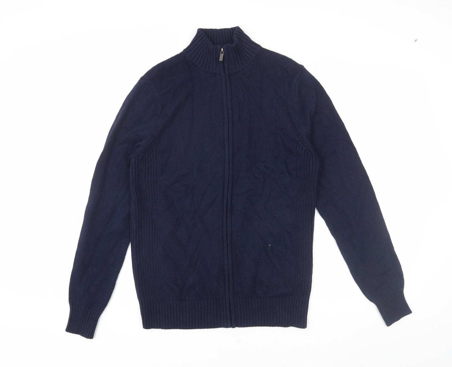 Savile Row Men's Blue Bomber Jacket M Stand-Up Collar