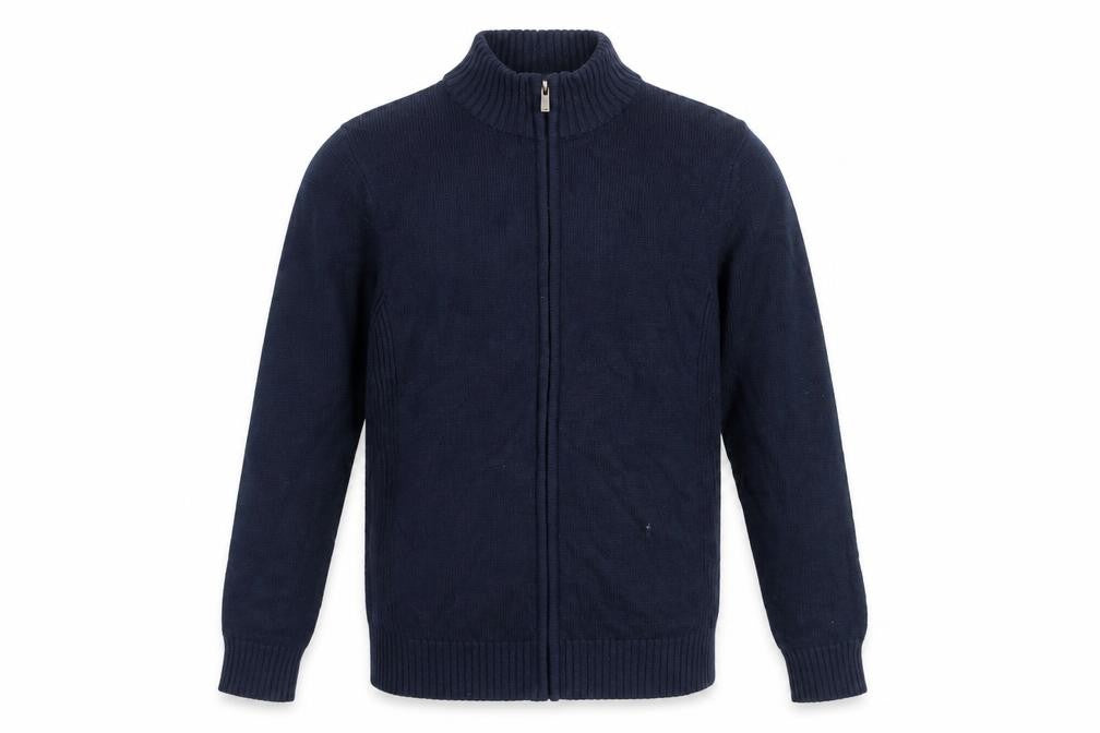 Savile Row Men's Blue Bomber Jacket M Stand-Up Collar