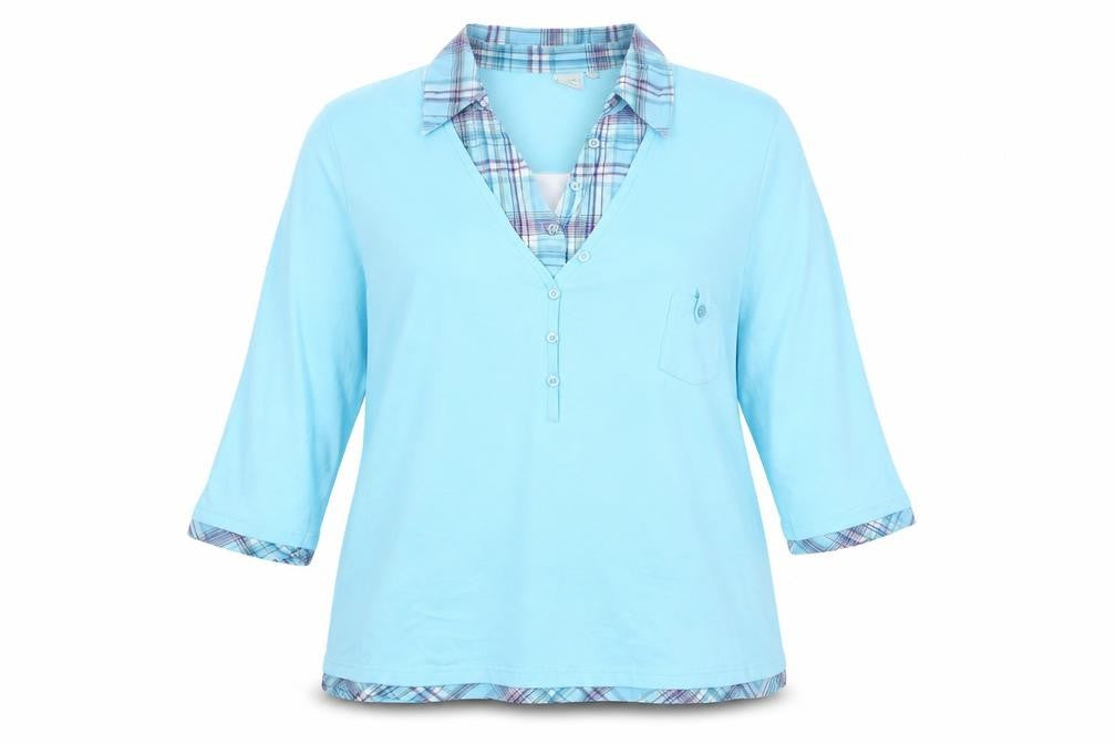 Cotton Traders Women's Blue Button-Up Shirt, Size 16