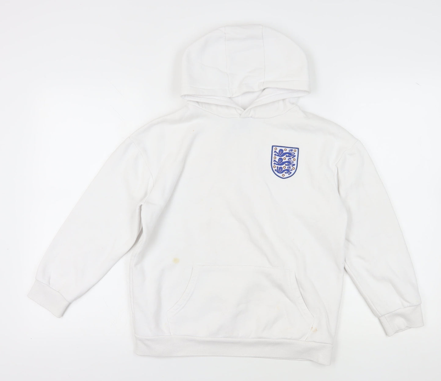 England Football Boys White Pullover Hoodie, Cotton, Sports Theme, Size 10-11Y