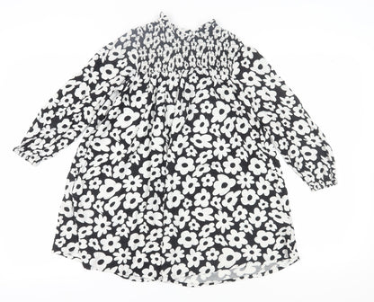 Marks & Spencer Girls' Black Floral Dress, 8-9 Years