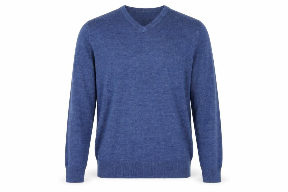 Atlantic Bay Men's Blue V-Neck Pullover Jumper L