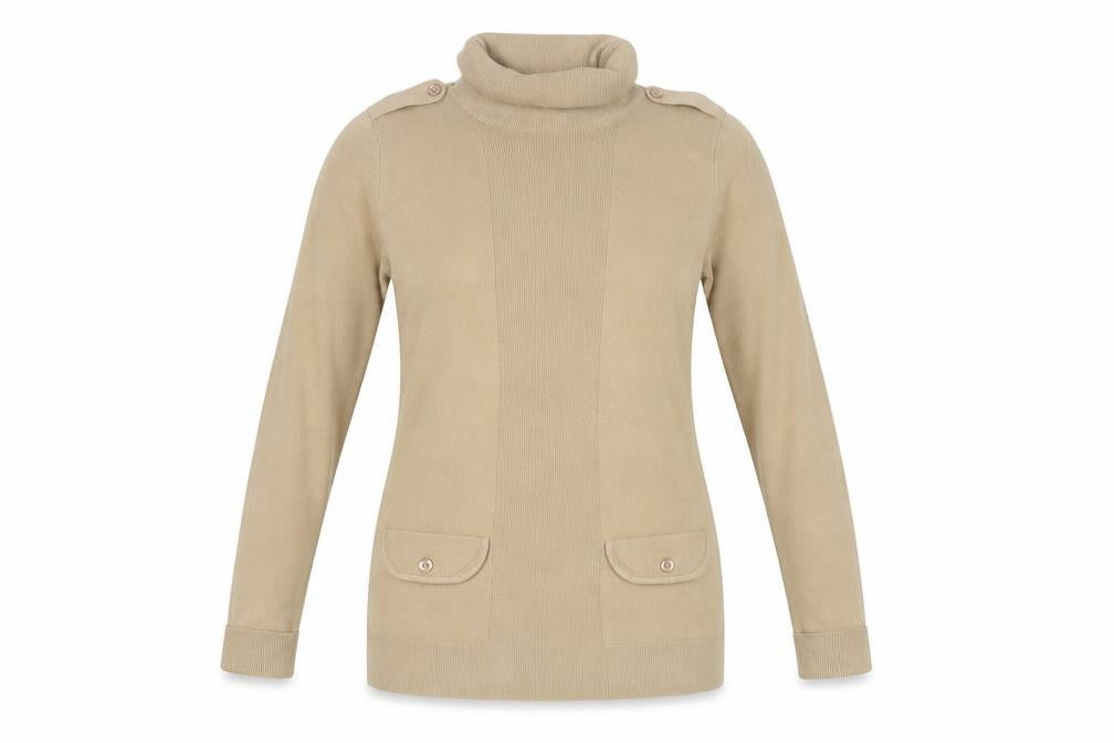 BHS Women's Beige Roll Neck Jumper, Size 14