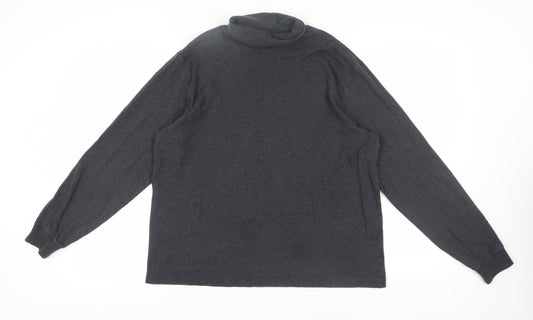 Lands' End Men's Grey Roll Neck Long Sleeve T-Shirt L