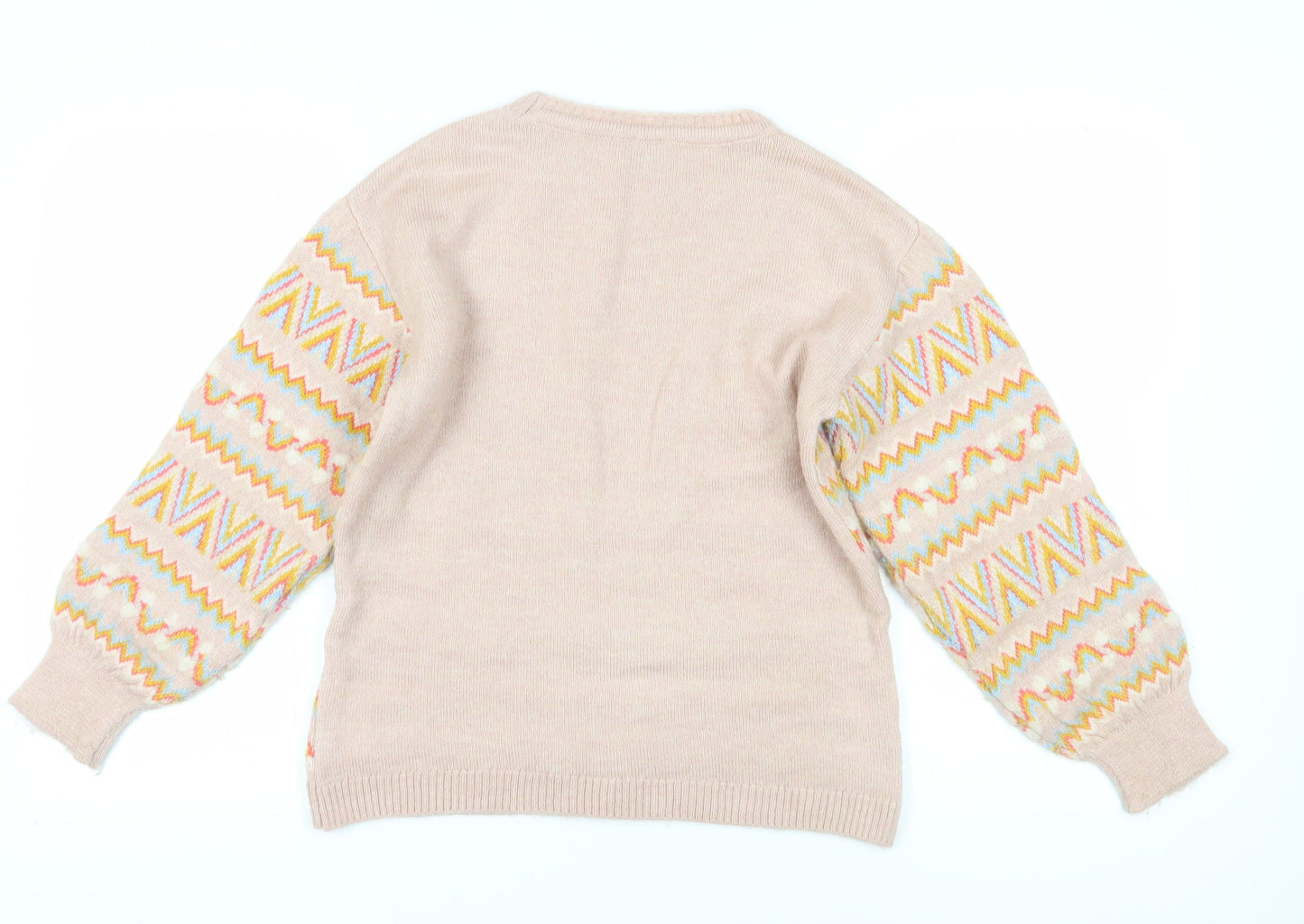 M&Co Women's Pink Geometric Pullover Jumper - Size 8
