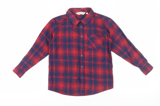 Kangaroo Poo Boys Red Plaid Button-Up Shirt Size 7-8 Years