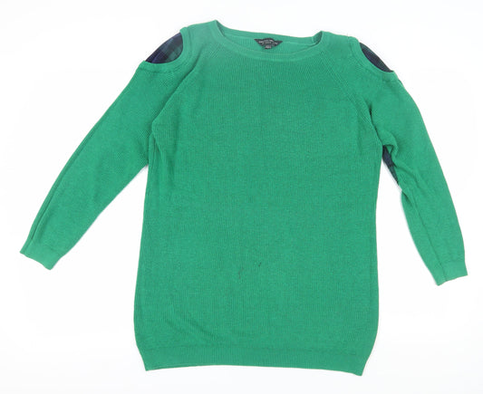 Dorothy Perkins Women's Green Cold Shoulder Jumper