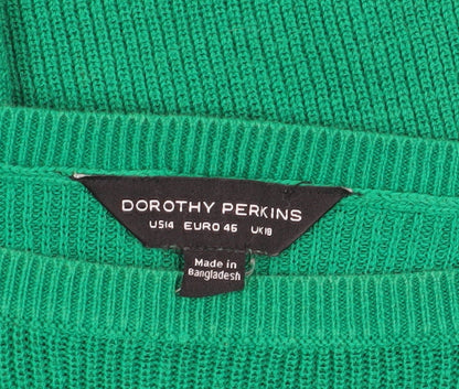 Dorothy Perkins Women's Green Cold Shoulder Jumper