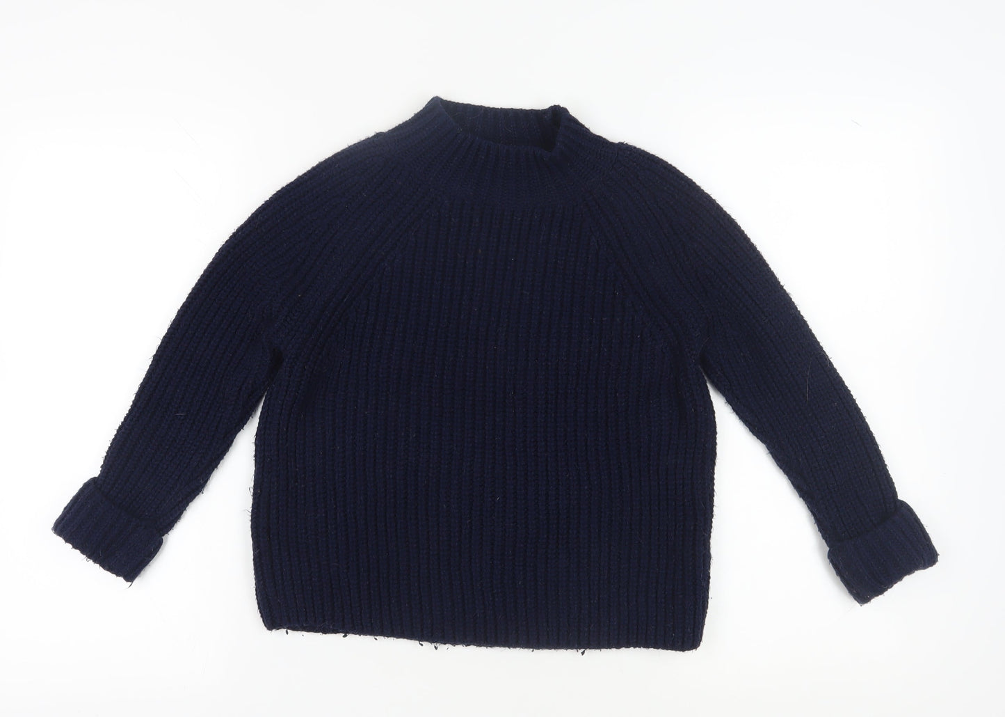Topshop Women's Blue Pullover Jumper High Neck, Size 8