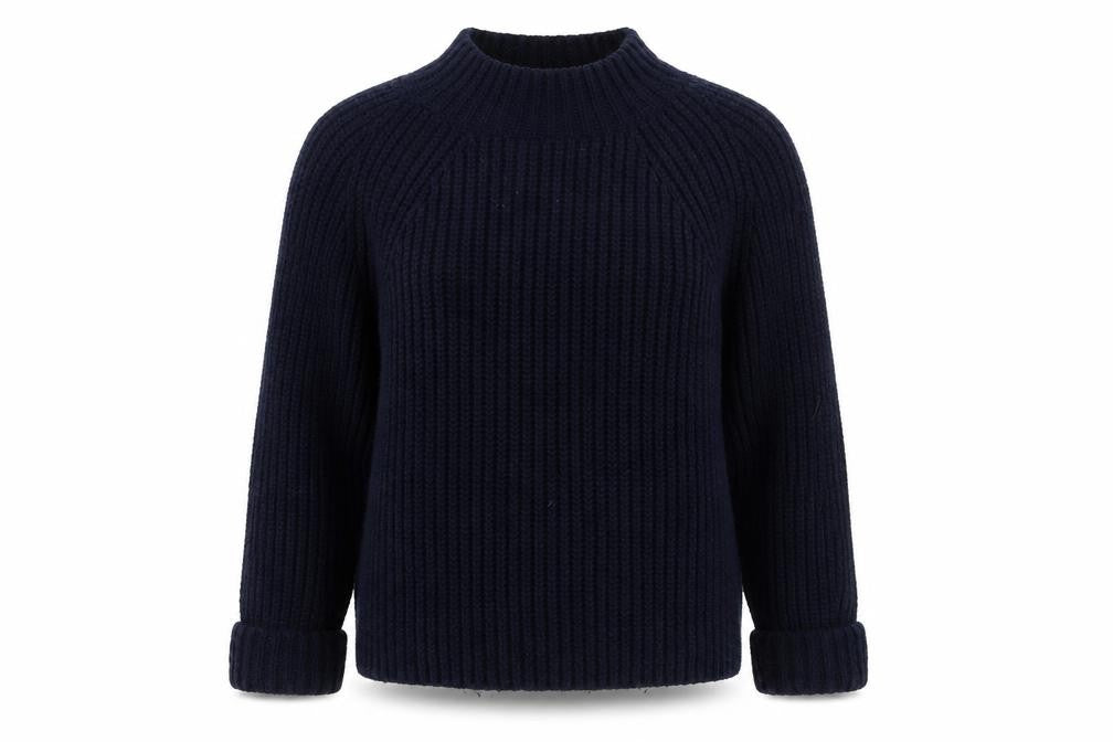 Topshop Women's Blue Pullover Jumper High Neck, Size 8
