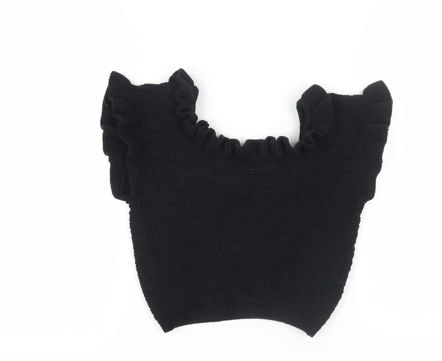 H&M Women's Black Ruffle Knit Blouse - Size 12