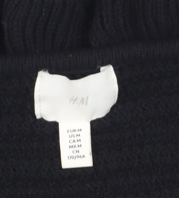 H&M Women's Black Ruffle Knit Blouse - Size 12