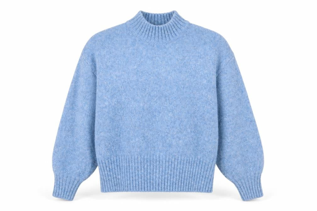 Monki Women's Blue Mock Neck Pullover Jumper, M