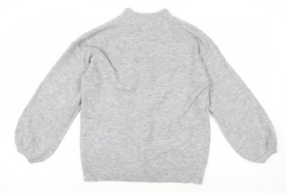 Quiz Women's Grey Beaded Mock Neck Pullover Jumper M