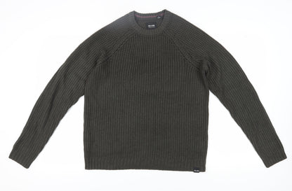 Additional front view of Only & Sons Men’s Green Chunky-Knit jumper M