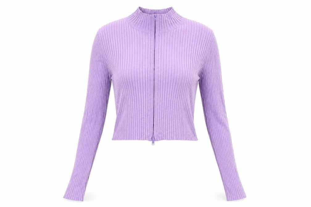 Monki Women's Purple Cropped Knit Blouse M