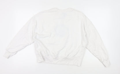 H&M Womens White Graphic Pullover Sweatshirt M