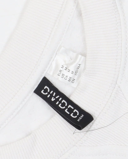 H&M Womens White Graphic Pullover Sweatshirt M