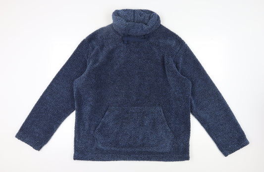 Marks and Spencer Men's Blue Fleece Hooded Sweatshirt L