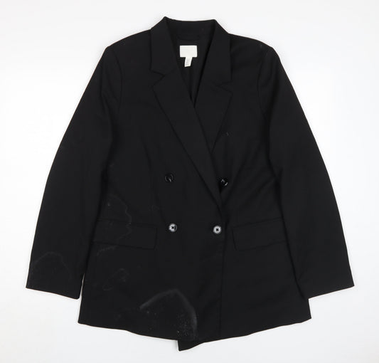 H&M Black Double-Breasted Blazer M Unisex Adults