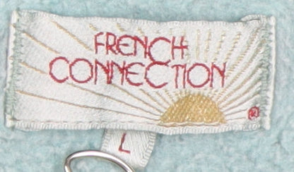 Close-up detail of French Connection Women's Green Full Zip Hoodie L