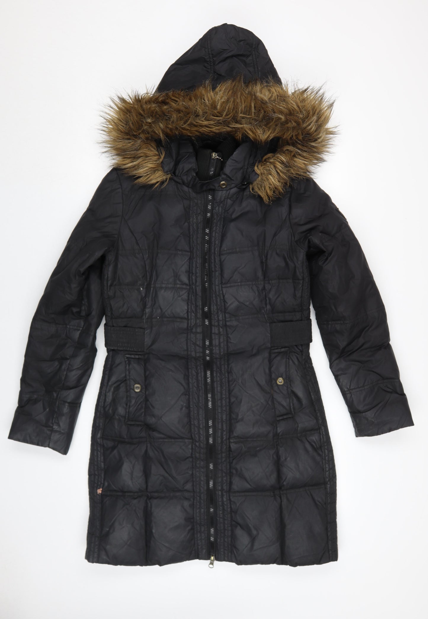 Larry Levine Women's Black S Puffer Coat, Hooded & Lined