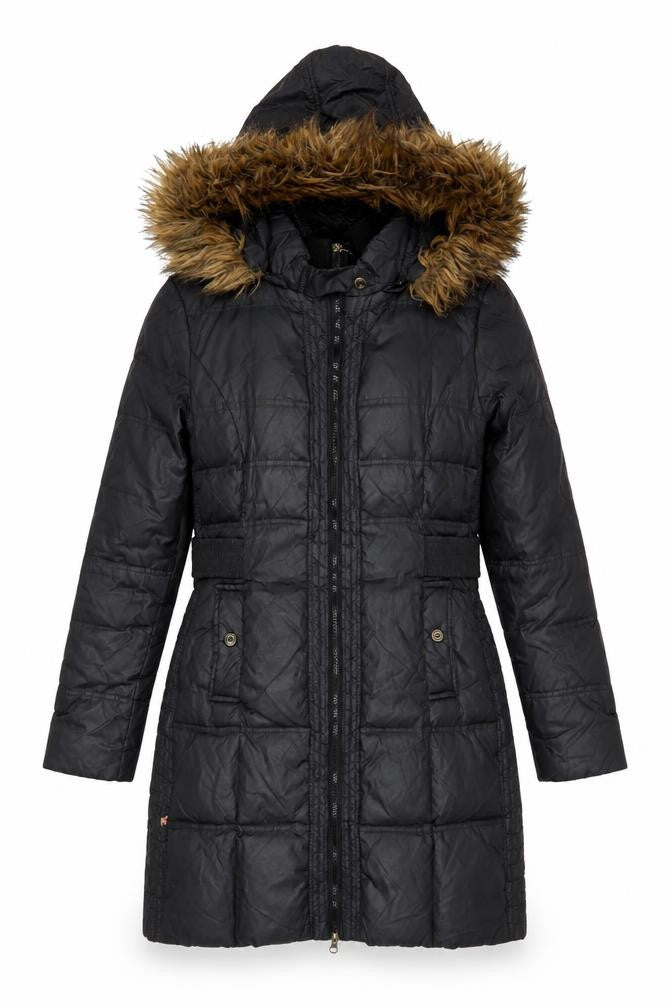 Larry Levine Women's Black S Puffer Coat, Hooded & Lined