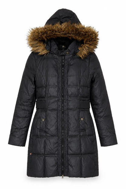 Larry Levine Women's Black S Puffer Coat, Hooded & Lined
