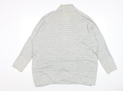 Gap Women's Grey Striped Cardigan L Casual