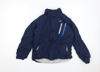 Additional front view of Trespass boys’ blue waterproof puffer jacket 11-12 years