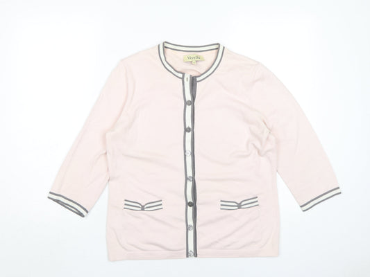 Viyella Women's Pink Cardigan, Medium, Round Neck