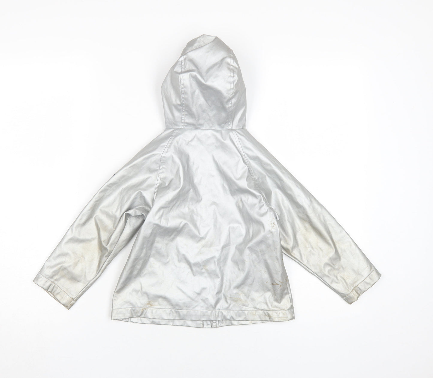 Voile Bleue Girls Silver Hooded Rain Coat 4 Years