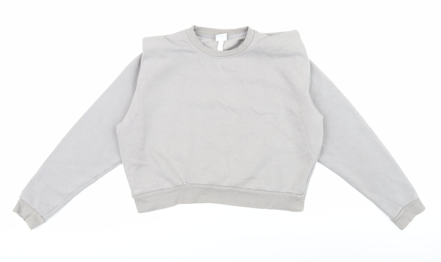 Grey Crew Neck Pullover Jumper - S, Cotton Blend